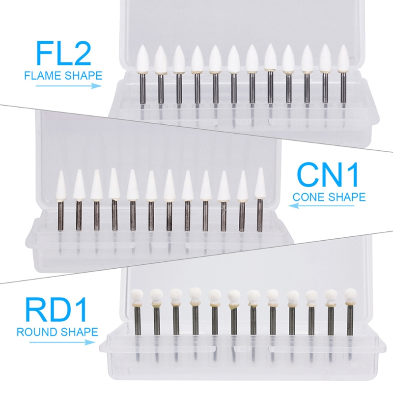 12Pcs/box Dental High Speed Sand Ceramic Grinding Head Set Fl2/CN1/RD1