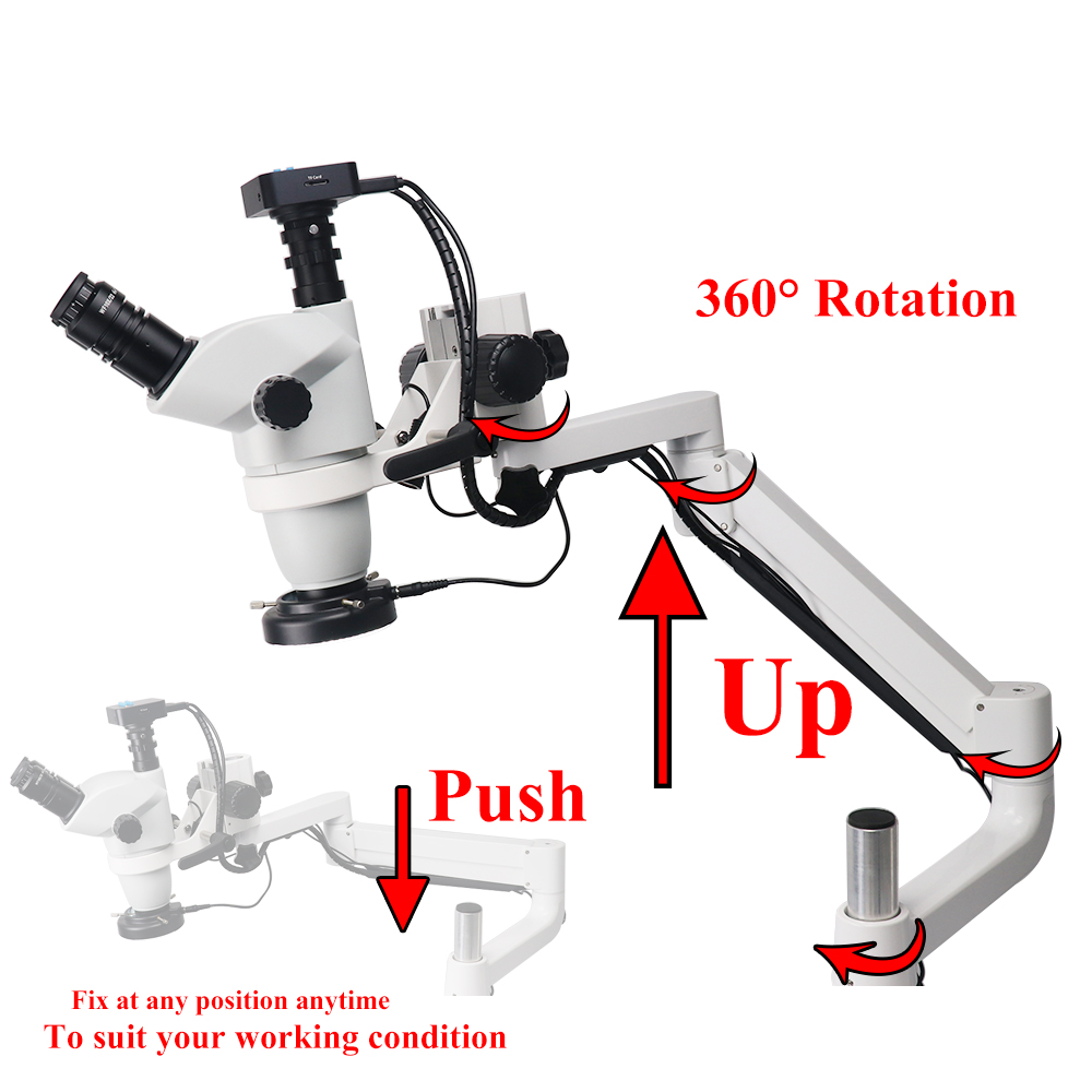 Dental Microscope with Camera Continuous Z oom Clamp On Dental Chair 