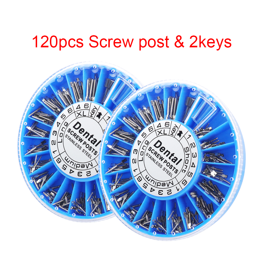120pcs stainless dental screw post with With 2Keys